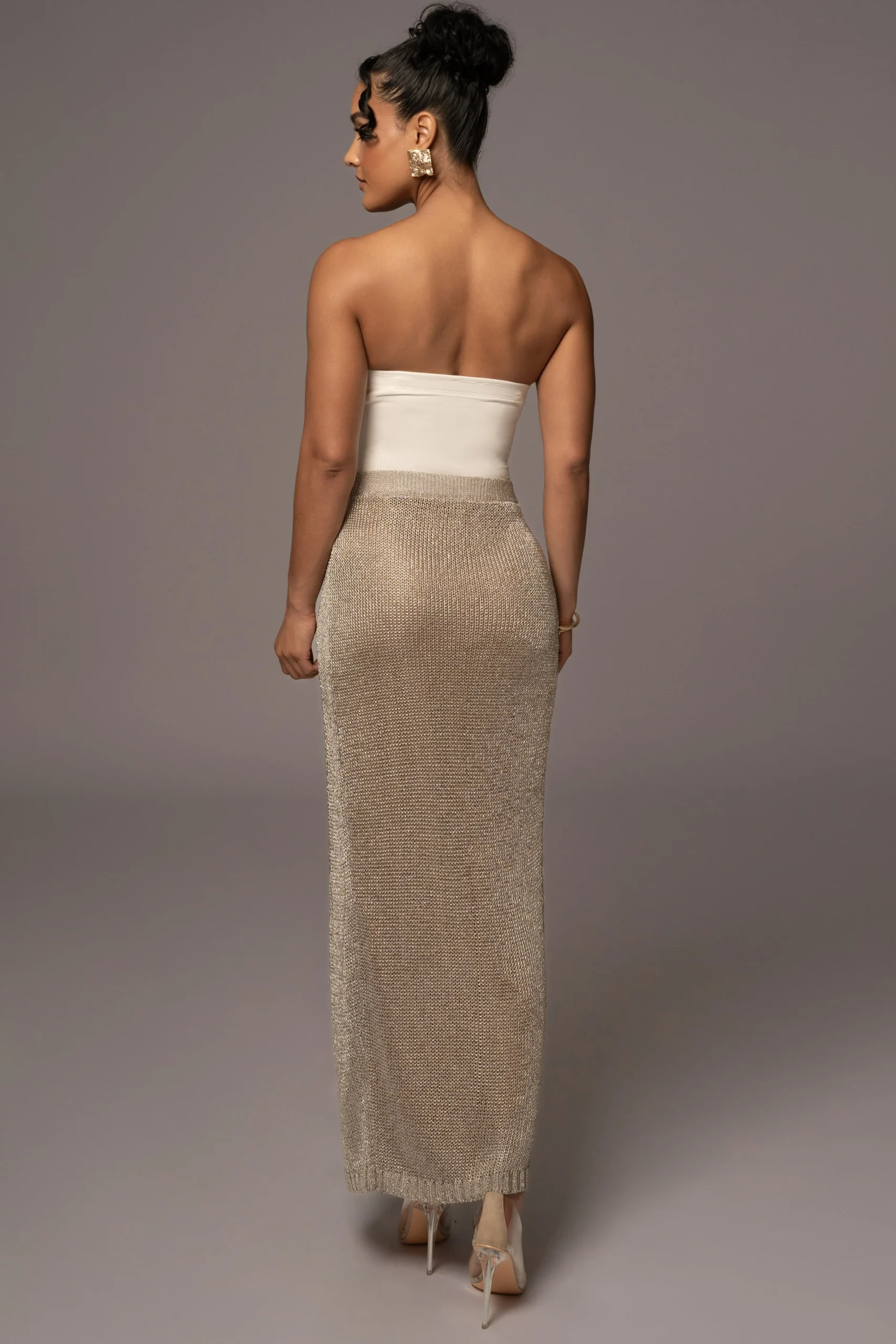 Silver Anais Maxi Slit Skirt*JLUXLABEL Outlet