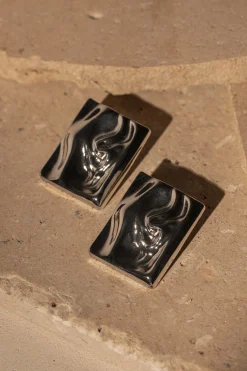 Silver Elie Squared Earrings*JLUXLABEL Outlet