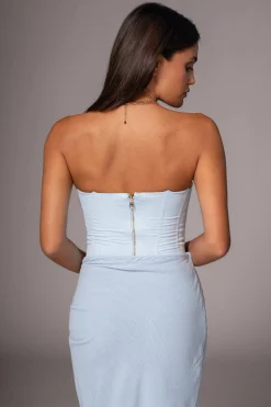 Sky Blue Fenix Reversible Linen Corset*JLUXLABEL Clearance