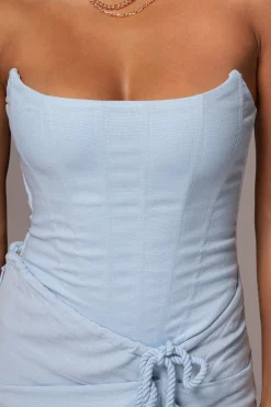 Sky Blue Fenix Reversible Linen Corset*JLUXLABEL Clearance