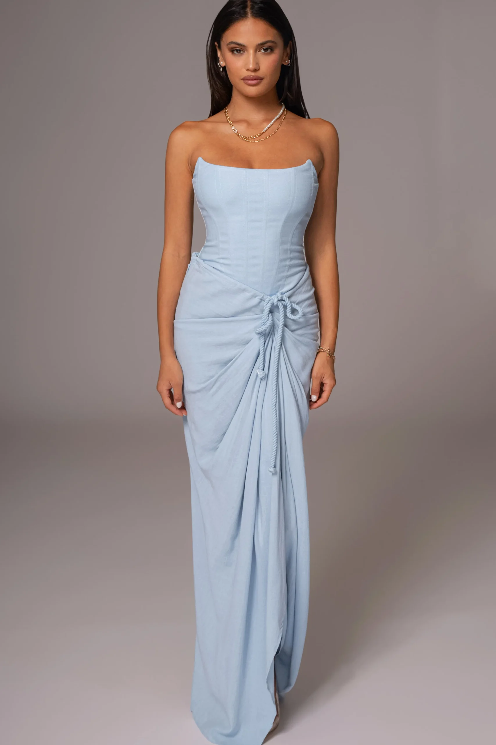 Sky Blue Fenix Reversible Linen Corset*JLUXLABEL Clearance