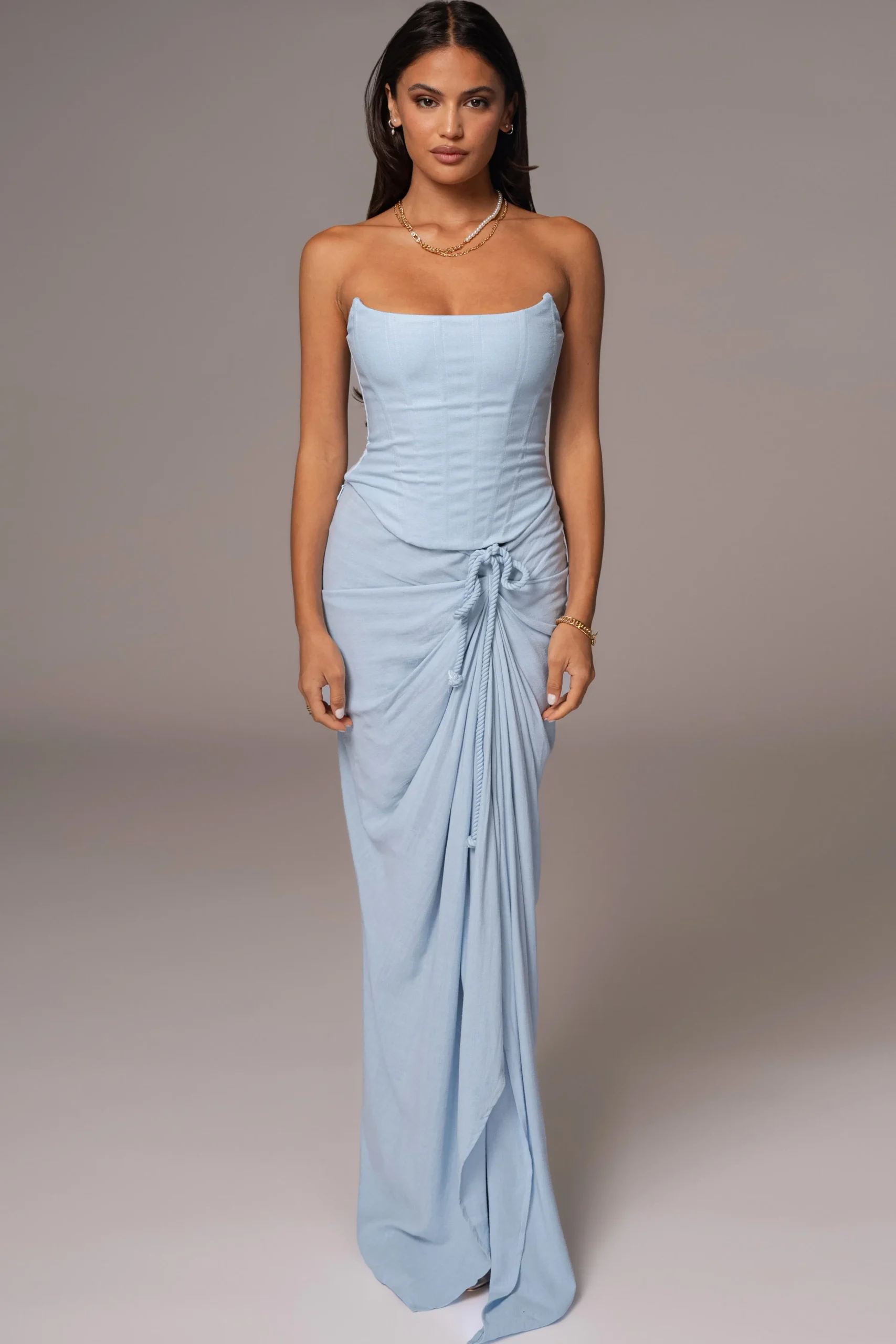 Sky Blue Fenix Reversible Linen Corset*JLUXLABEL Clearance