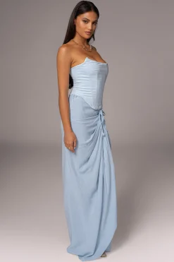 Sky Blue Fenix Reversible Linen Corset*JLUXLABEL Clearance