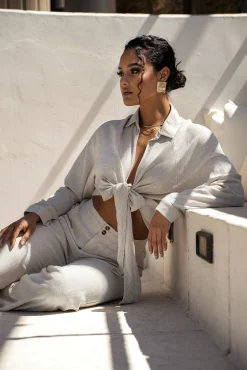 Stone Soho Front Tied Woven Top*JLUXLABEL Best