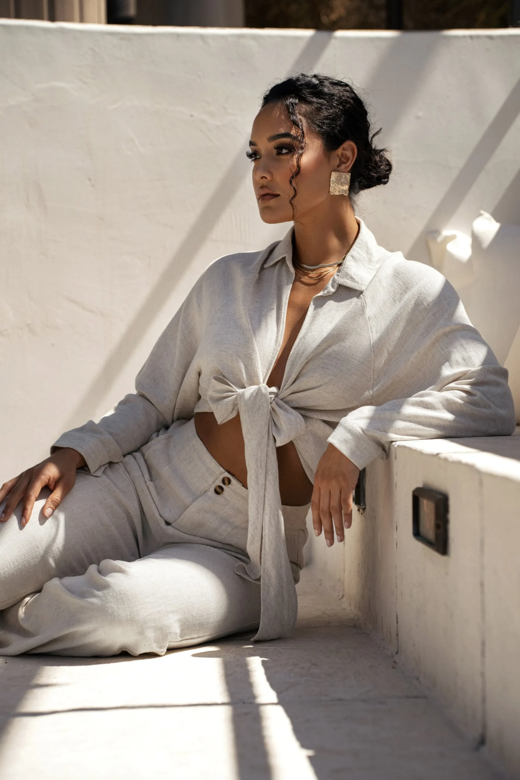 Stone Soho Front Tied Woven Top*JLUXLABEL Best