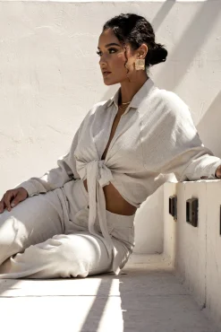 Stone Soho Front Tied Woven Top*JLUXLABEL Best