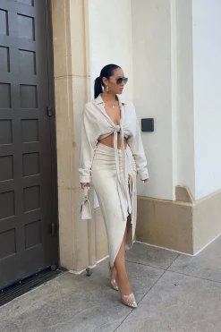 Stone Soho Front Tied Woven Top*JLUXLABEL Best