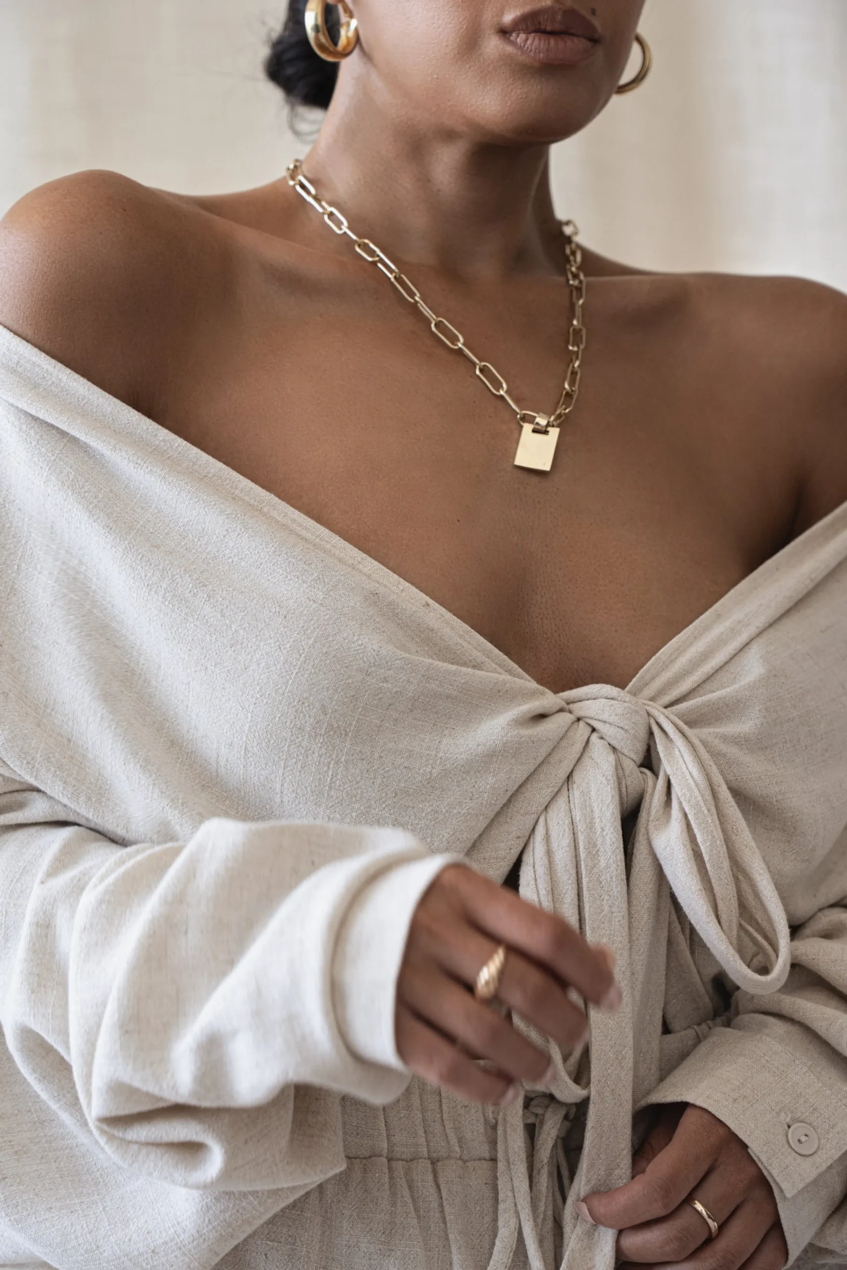 Stone Soho Front Tied Woven Top*JLUXLABEL Best