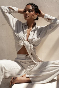 Stone Soho Front Tied Woven Top*JLUXLABEL Best