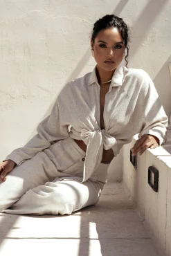 Stone Soho Front Tied Woven Top*JLUXLABEL Best