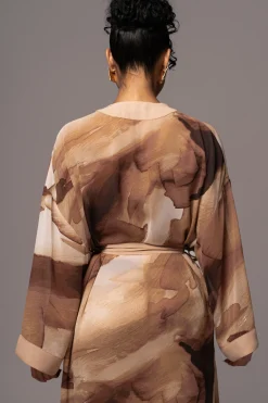 Tan Abstract Alissa Printed Duster*JLUXLABEL Discount