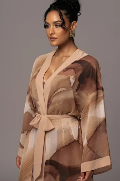 Tan Abstract Alissa Printed Duster*JLUXLABEL Discount