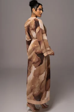 Tan Abstract Alissa Printed Duster*JLUXLABEL Discount