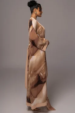 Tan Abstract Alissa Printed Duster*JLUXLABEL Discount