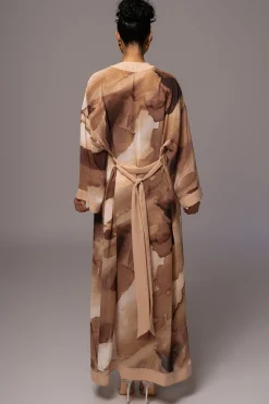 Tan Abstract Alissa Printed Duster*JLUXLABEL Discount