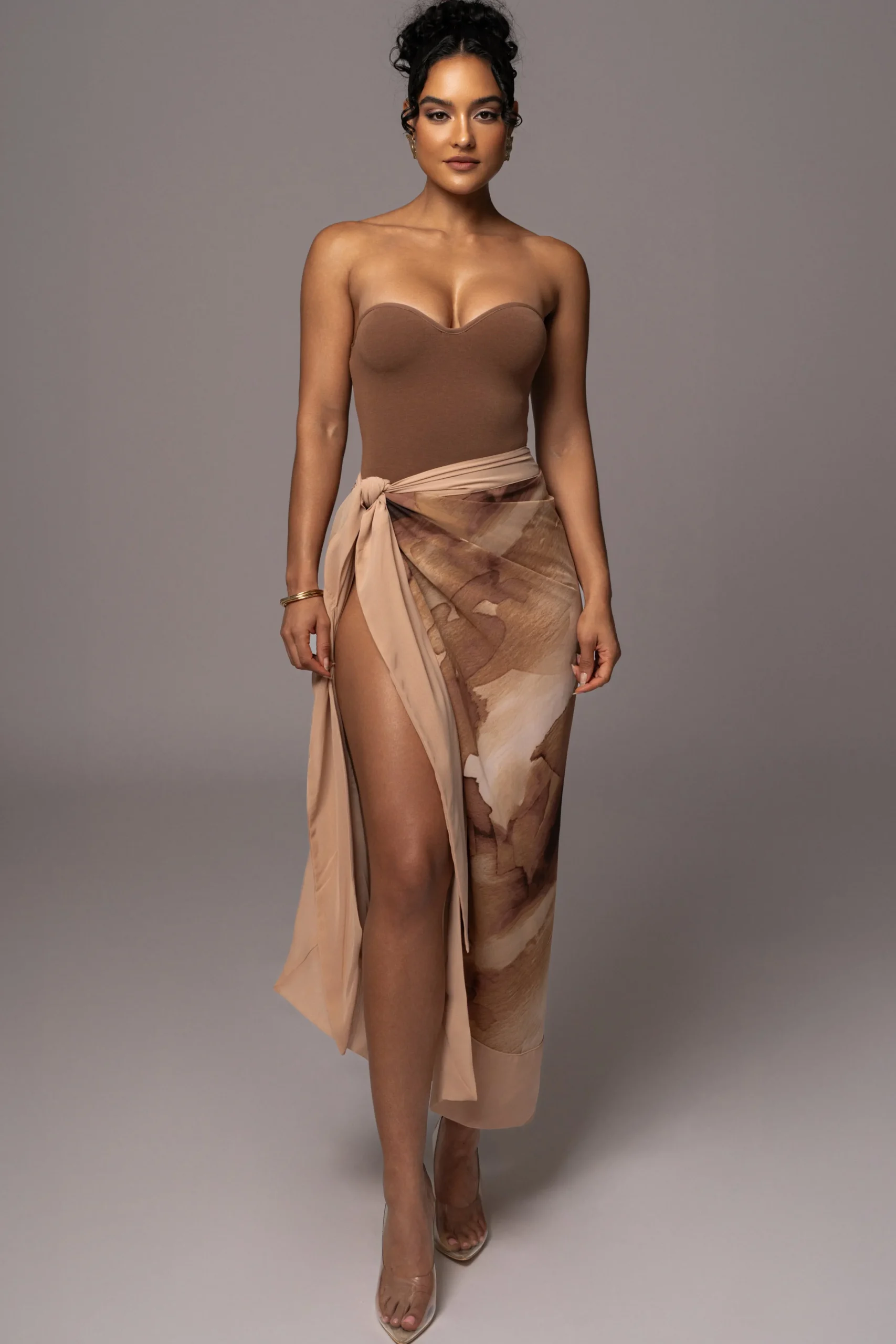 Tan Abstract Marine Print Sarong*JLUXLABEL Best