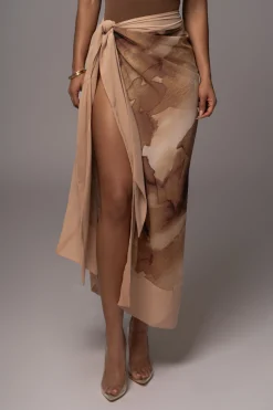 Tan Abstract Marine Print Sarong*JLUXLABEL Best