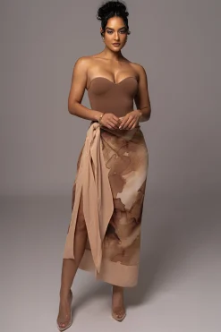 Tan Abstract Marine Print Sarong*JLUXLABEL Best