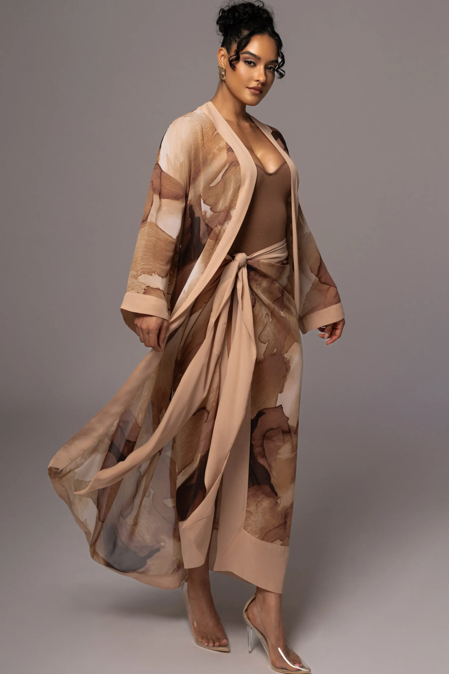 Tan Abstract Marine Print Sarong*JLUXLABEL Best
