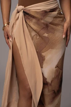 Tan Abstract Marine Print Sarong*JLUXLABEL Best