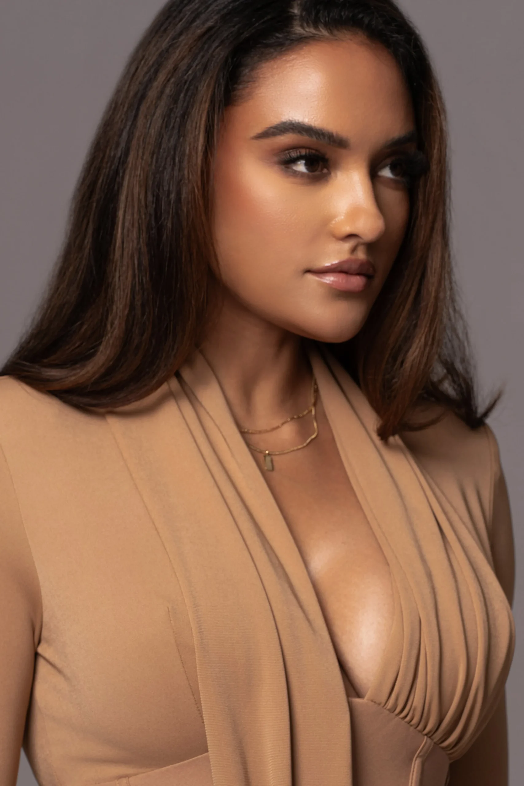 Tan Drape Corset Bodysuit*JLUXLABEL Hot