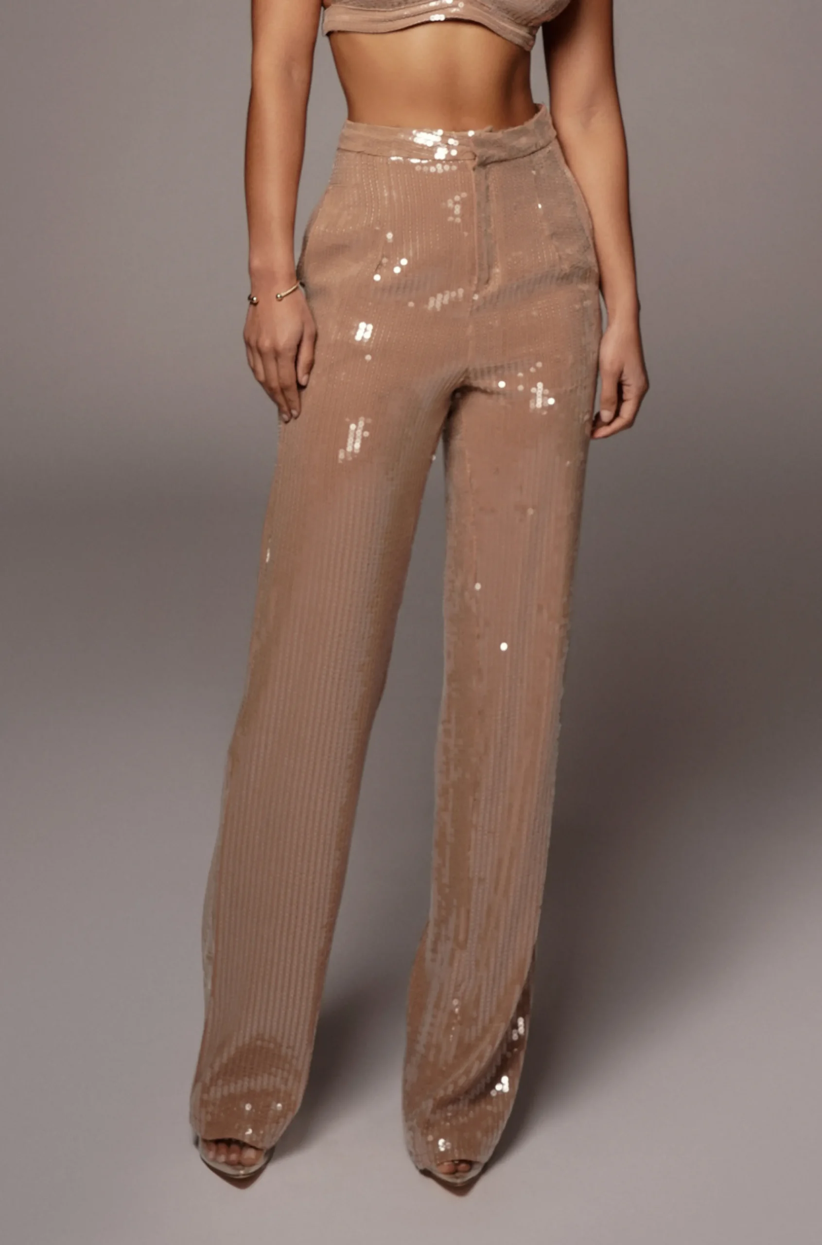 Tan Elowen Sequin Trousers*JLUXLABEL Hot