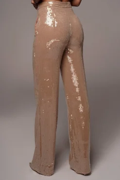 Tan Elowen Sequin Trousers*JLUXLABEL Hot