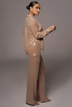 Tan Elowen Sequin Trousers*JLUXLABEL Hot