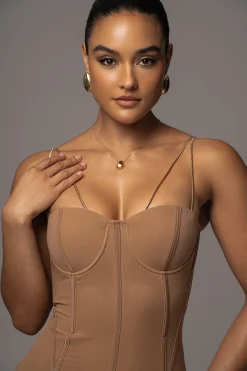 Tan Escape Mesh Midi Dress*JLUXLABEL Hot