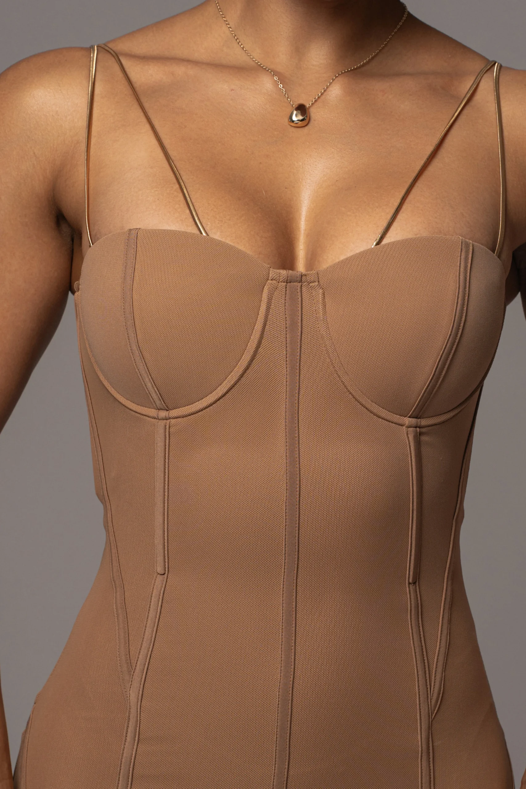 Tan Escape Mesh Midi Dress*JLUXLABEL Hot