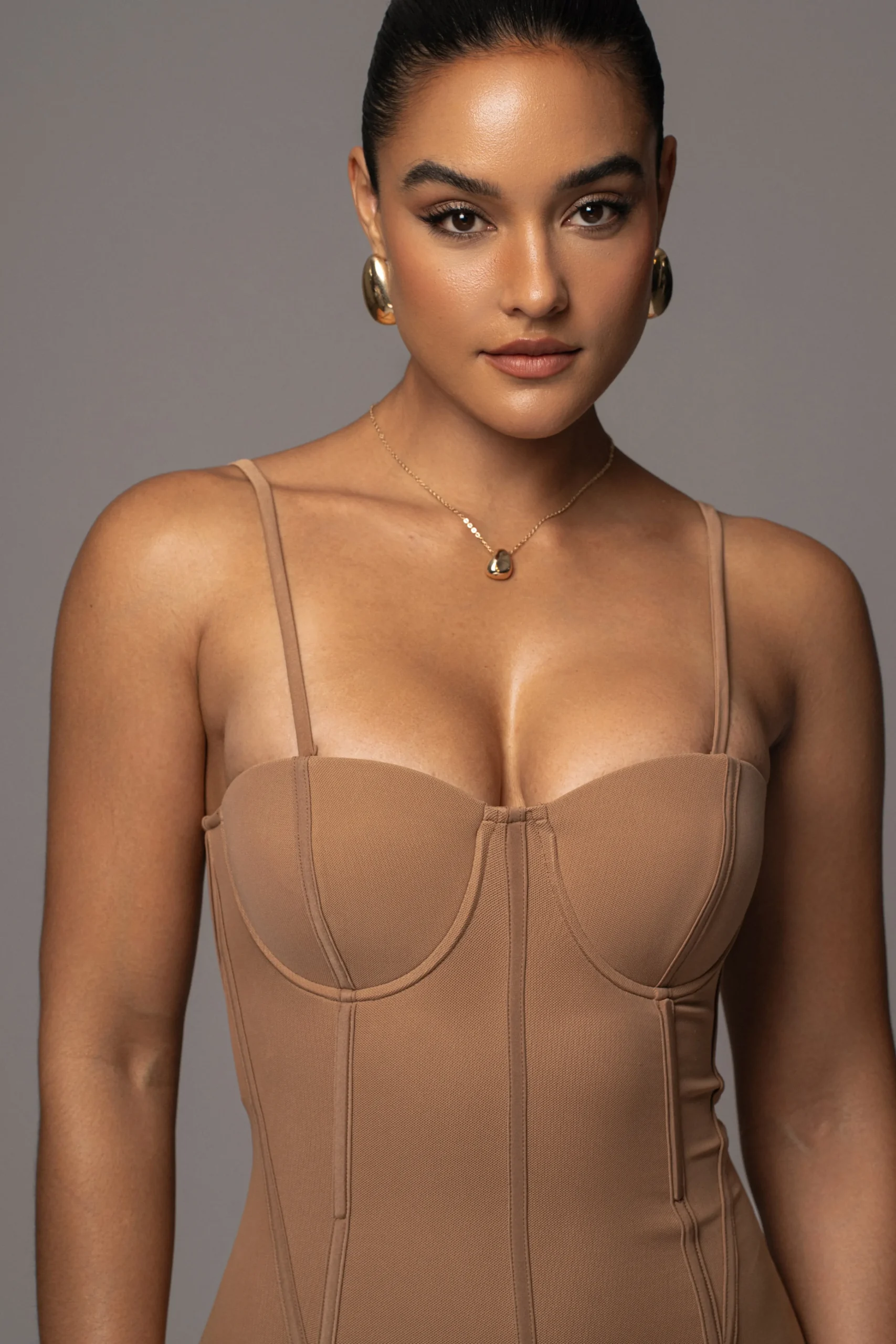 Tan Escape Mesh Midi Dress*JLUXLABEL Hot