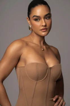 Tan Escape Mesh Midi Dress*JLUXLABEL Hot