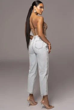 Tan Limited Edition Rhinestone Crystal Corset*JLUXLABEL New