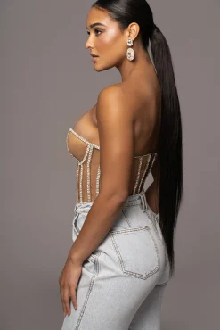 Tan Limited Edition Rhinestone Crystal Corset*JLUXLABEL New