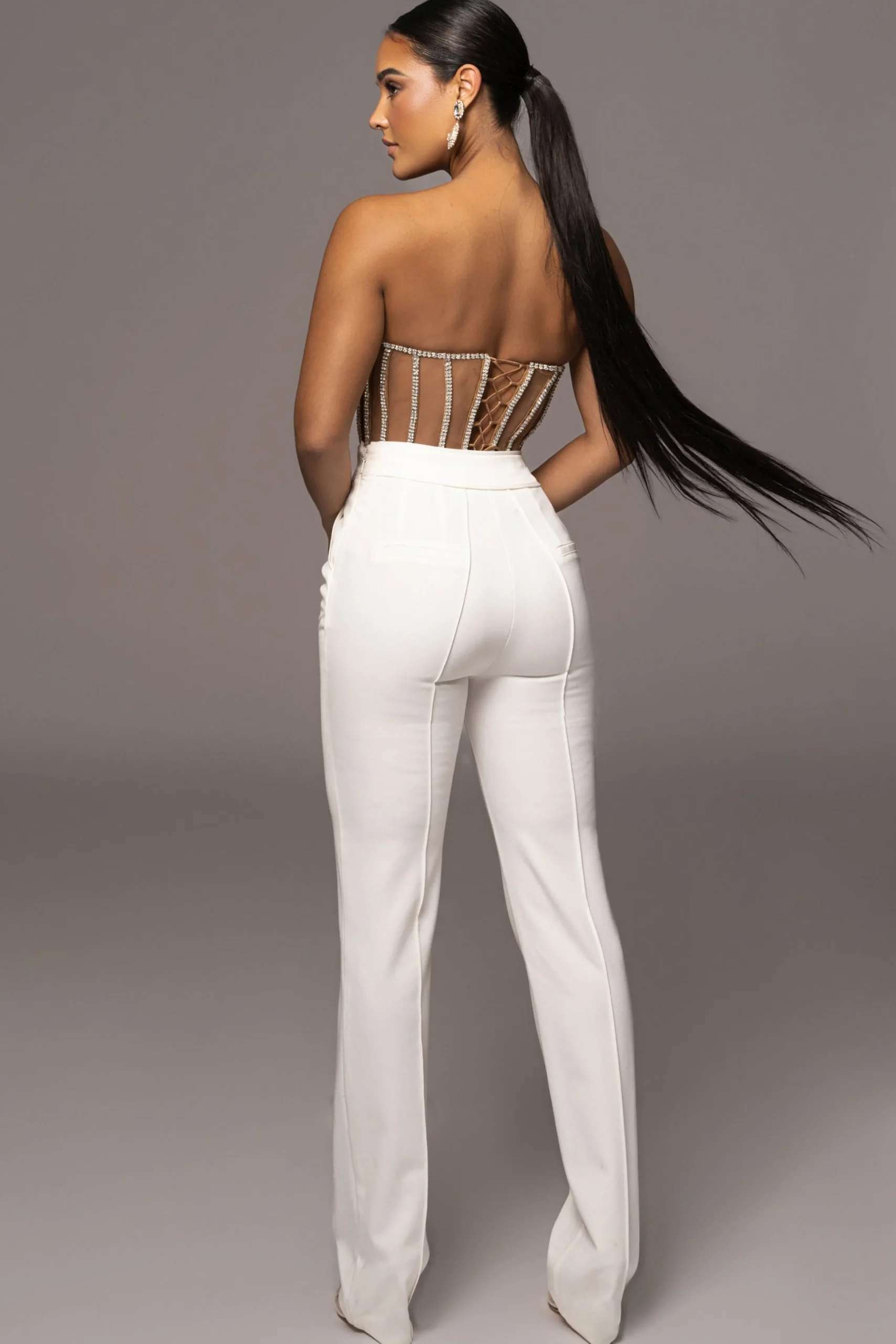 Tan Limited Edition Rhinestone Crystal Corset*JLUXLABEL New