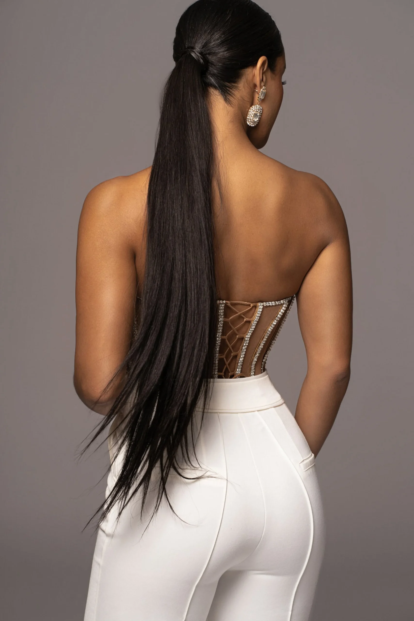 Tan Limited Edition Rhinestone Crystal Corset*JLUXLABEL New