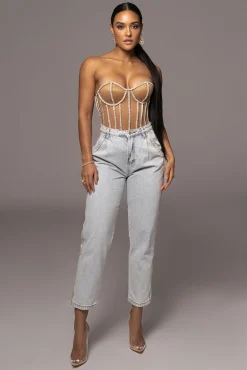 Tan Limited Edition Rhinestone Crystal Corset*JLUXLABEL New