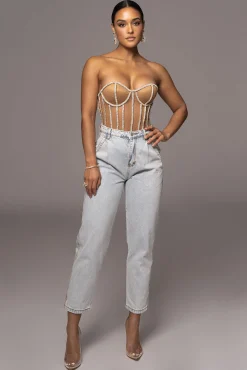 Tan Limited Edition Rhinestone Crystal Corset*JLUXLABEL New