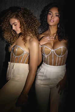 Tan Limited Edition Rhinestone Crystal Corset*JLUXLABEL New