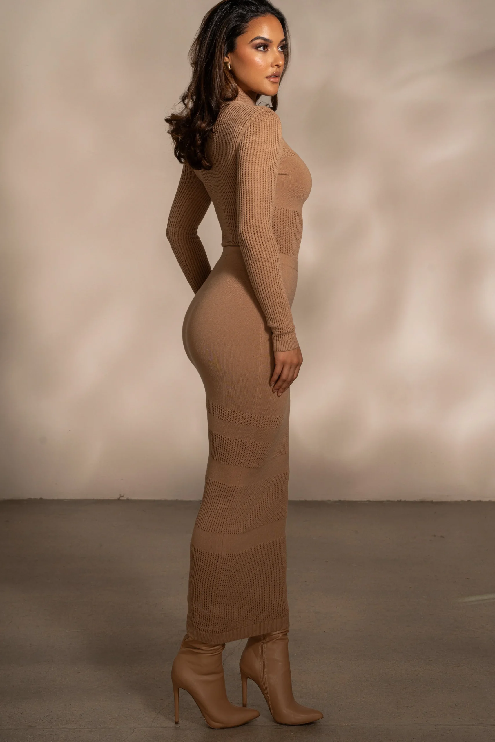 Tan Lina Knit Maxi Skirt*JLUXLABEL New