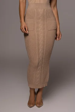 Tan Missy Cable Sweater Midi Skirt*JLUXLABEL Discount