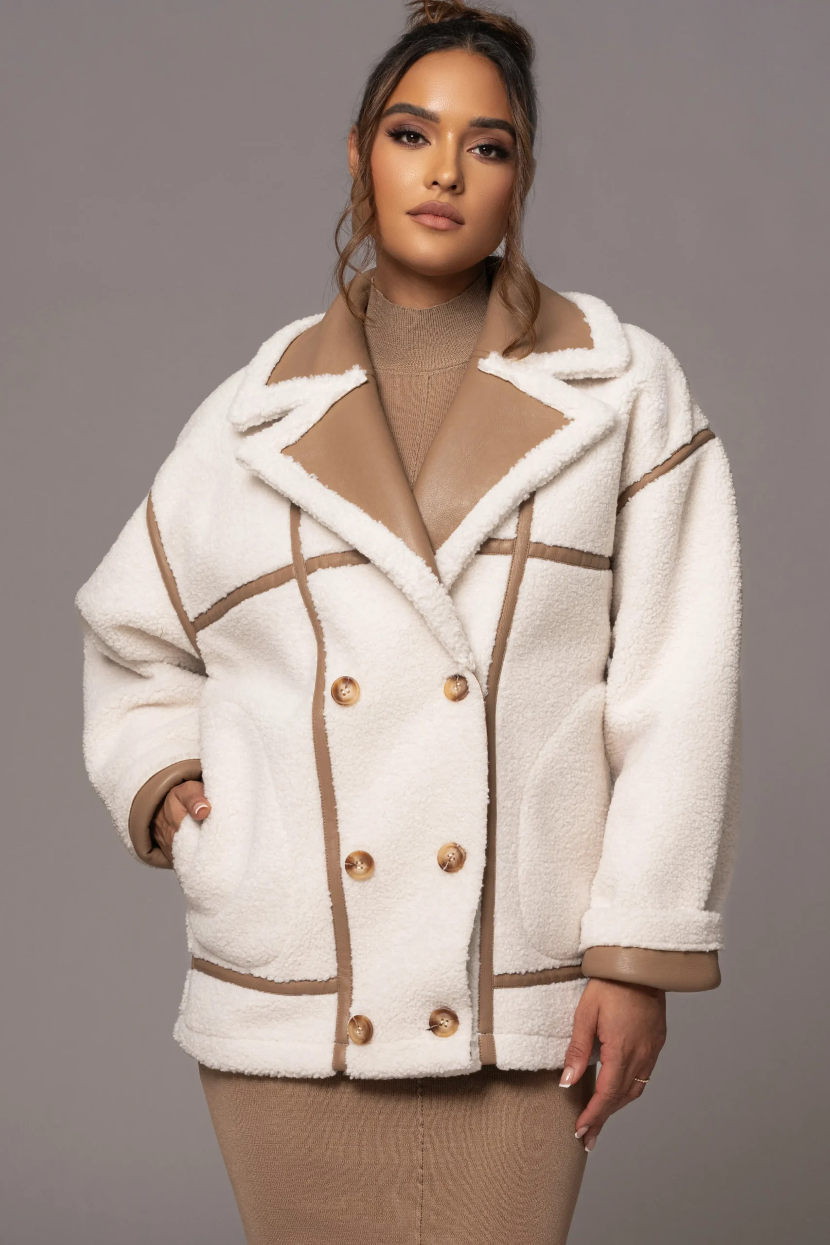 Tan Never Settle Reversible Teddy Jacket*JLUXLABEL Online