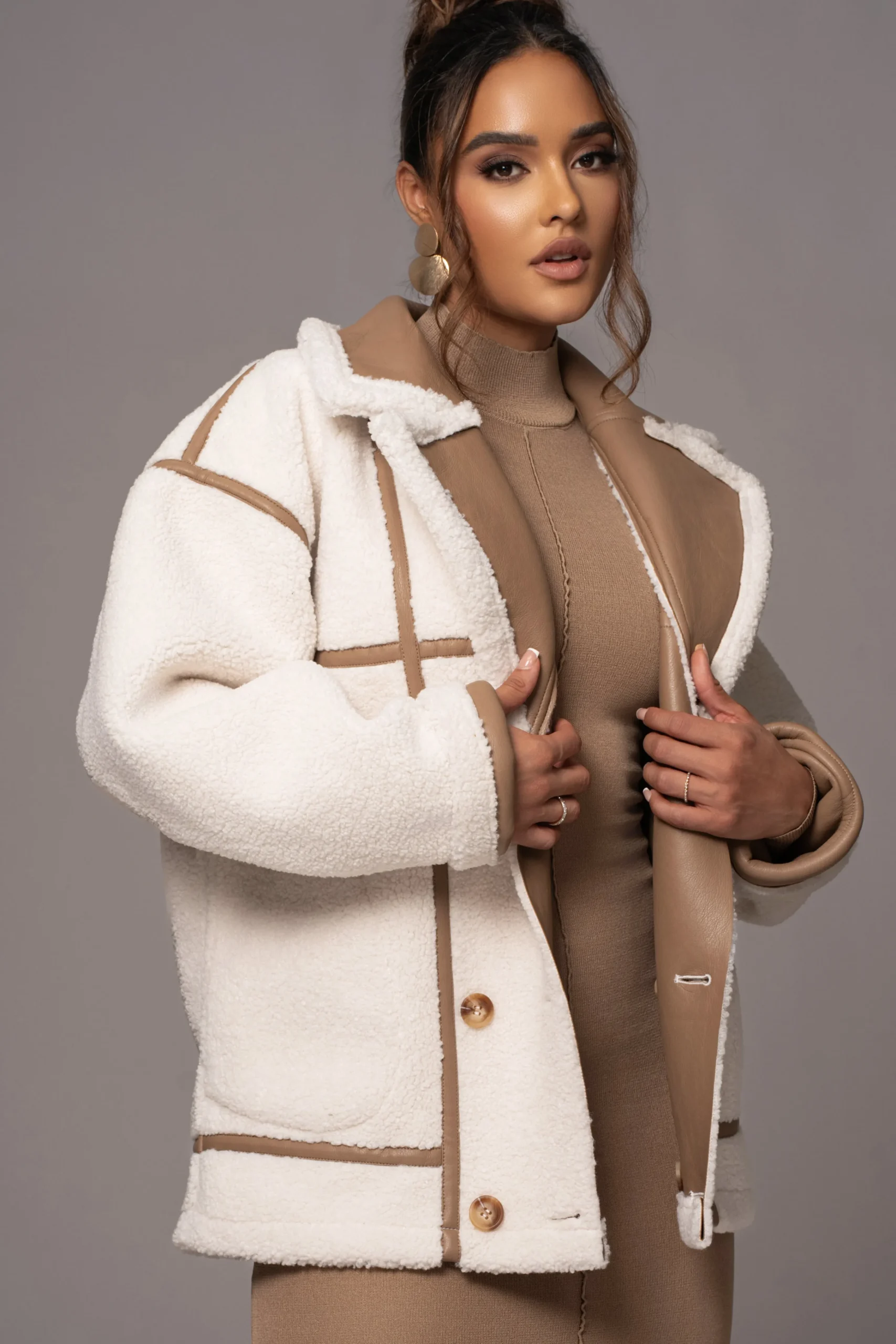 Tan Never Settle Reversible Teddy Jacket*JLUXLABEL Online