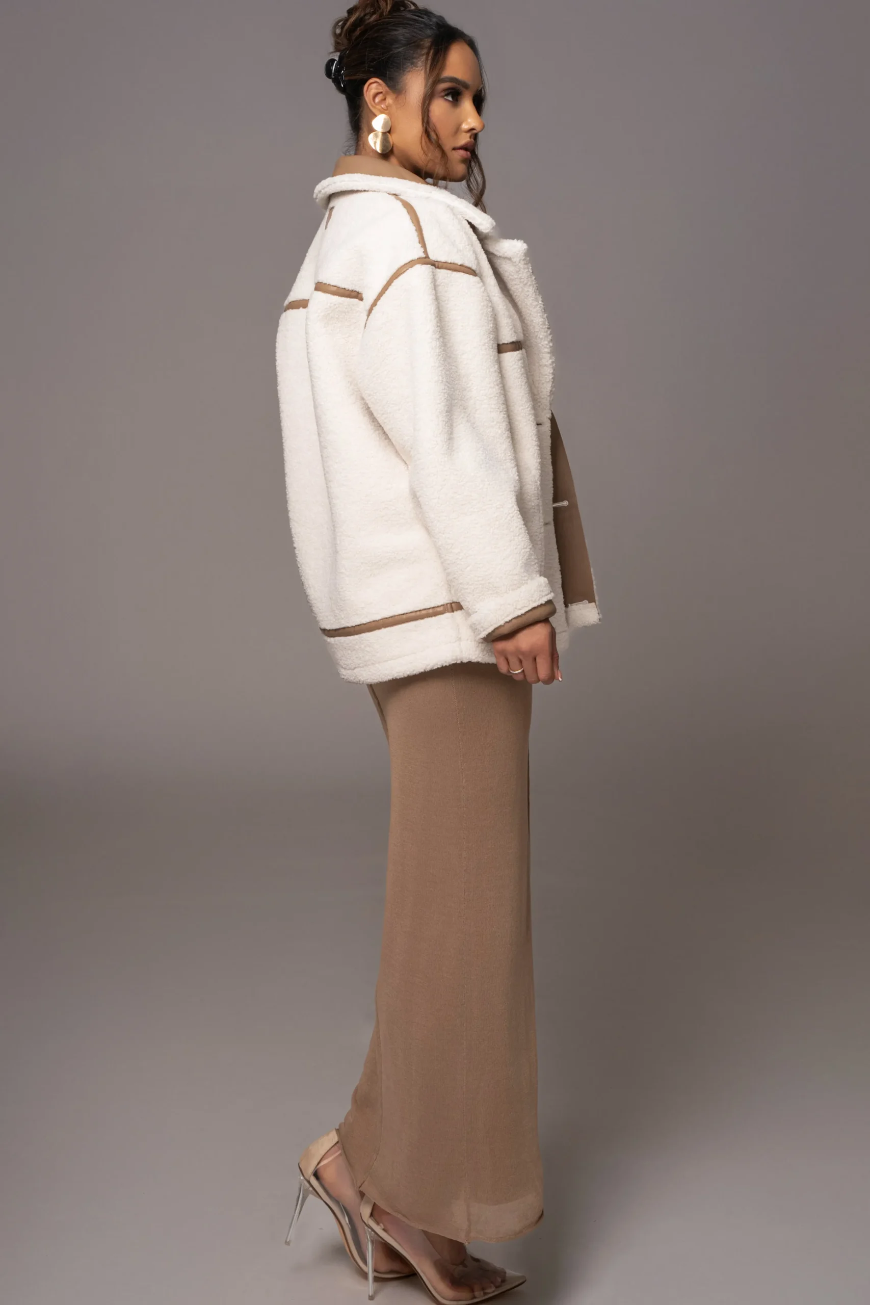 Tan Never Settle Reversible Teddy Jacket*JLUXLABEL Online