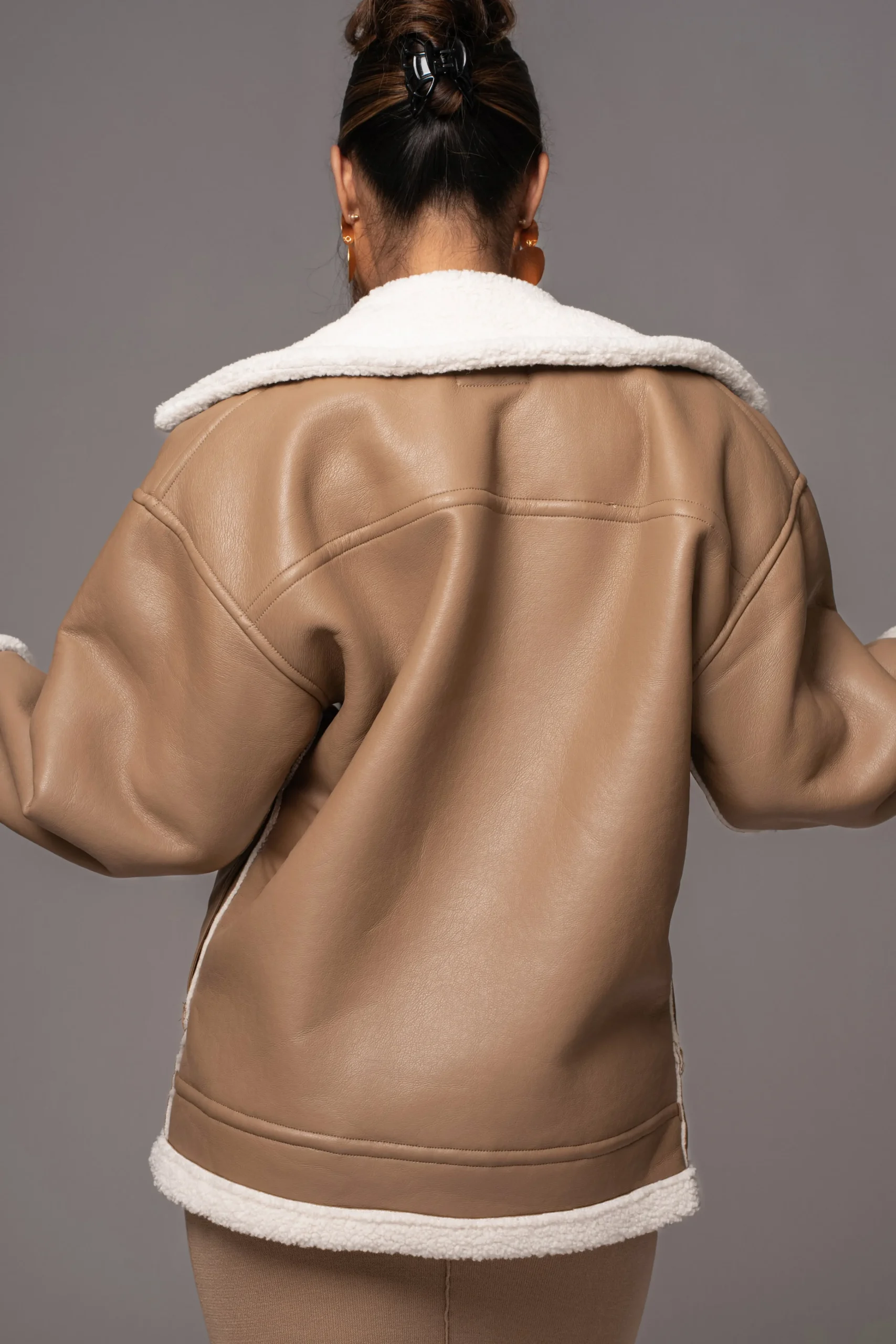 Tan Never Settle Reversible Teddy Jacket*JLUXLABEL Online