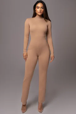 Tan Noel Sweater Knit Jumpsuit*JLUXLABEL Best