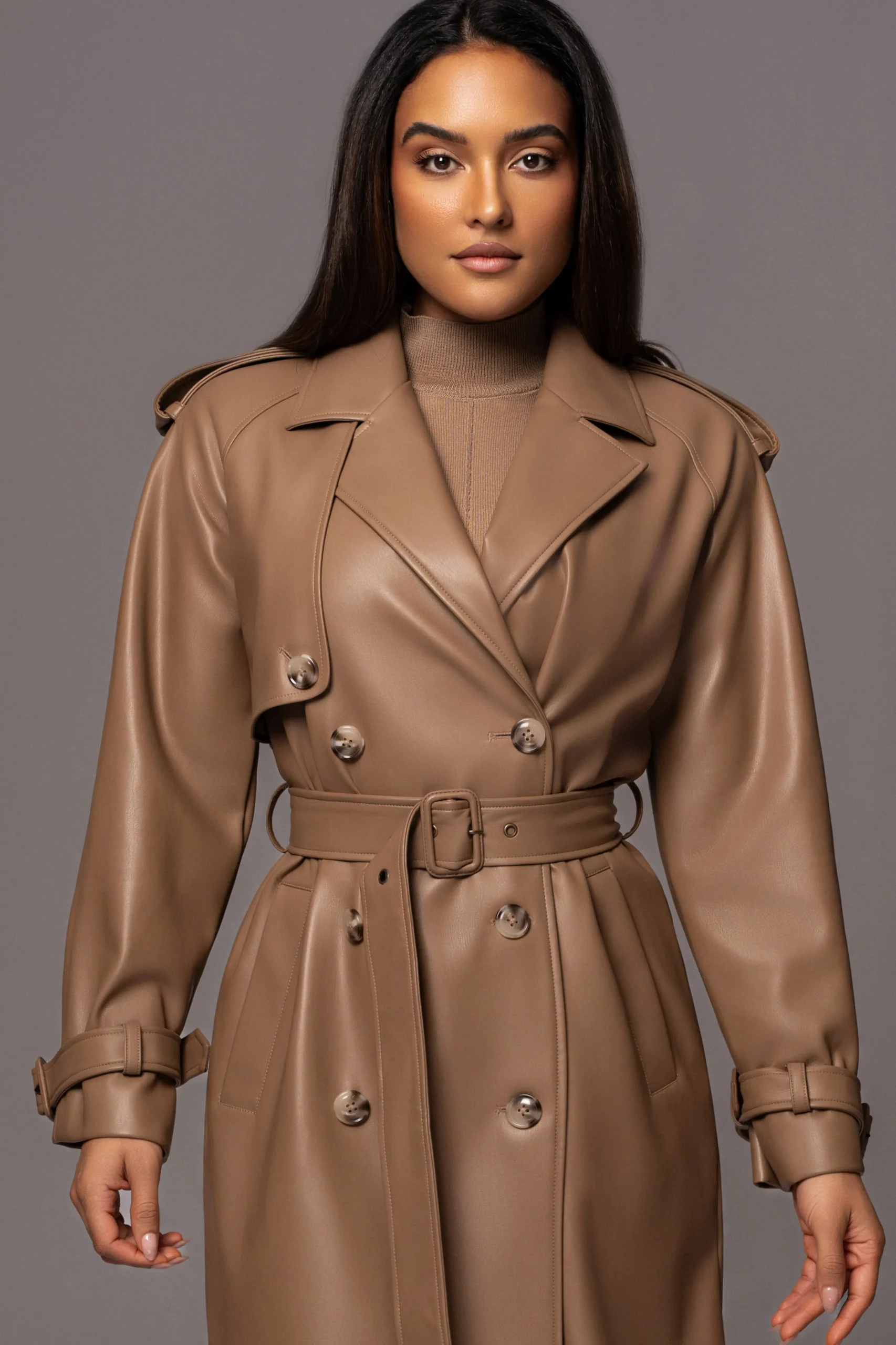 Tan Odin Faux Leather Coat*JLUXLABEL New