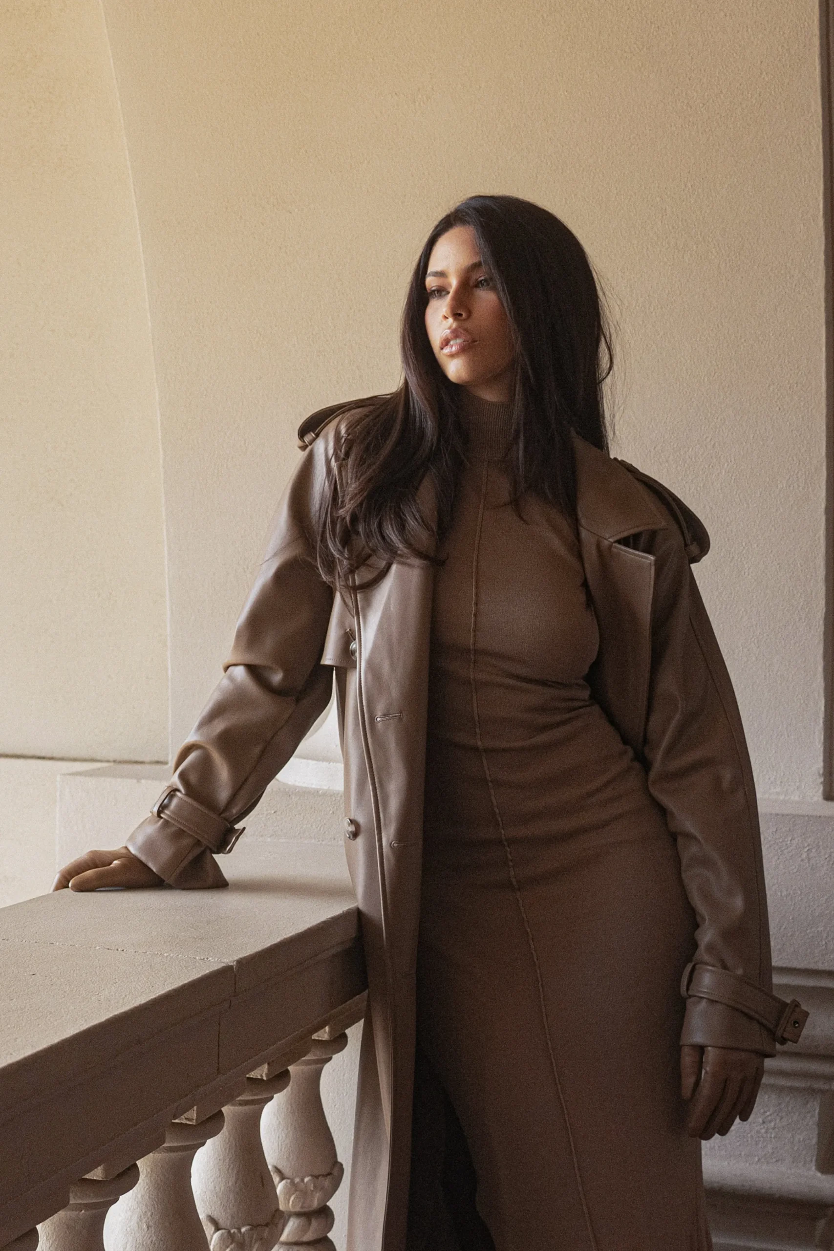 Tan Odin Faux Leather Coat*JLUXLABEL New