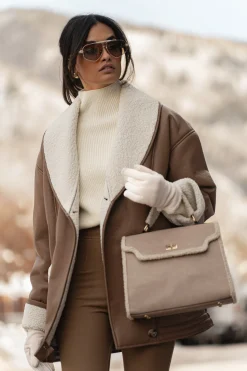 Tan Presley Faux Leather Coat*JLUXLABEL Online