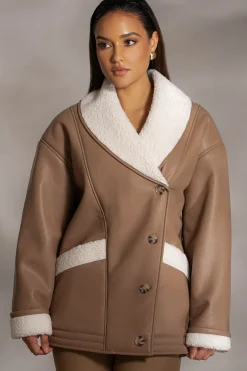 Tan Presley Faux Leather Coat*JLUXLABEL Online